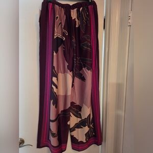 Nine West Burgundy and Cream Floral Pants